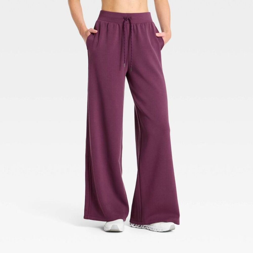 Women's Airy Sleek Pique Wide Leg Sweatpants - All In Motion Dark Purple XXL